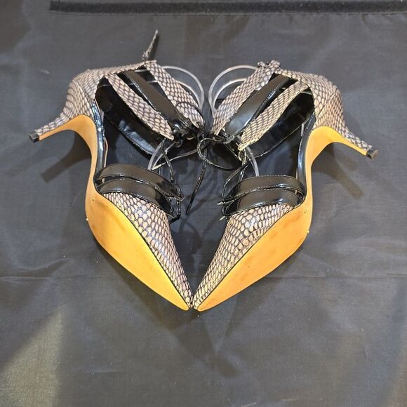 ZARA WOMEN'S KITTEN HEEL LACE-UP MID (2-2.9 in) HEEL HEIGHT WOMEN'S SANDALS - Picture 6 of 16